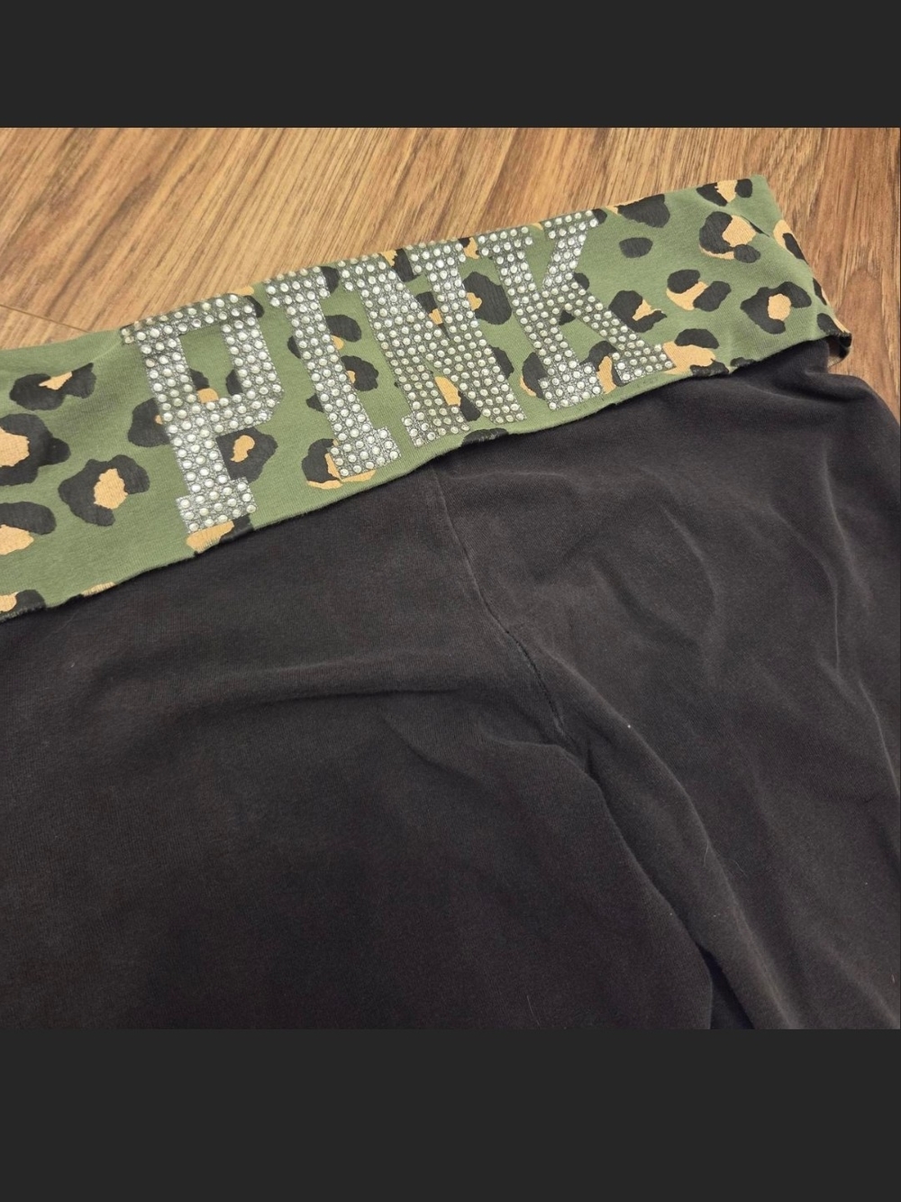 Pink Dusk Women's Y2K Vintage Foldover Yoga Pants Flare Green Leopard Size S